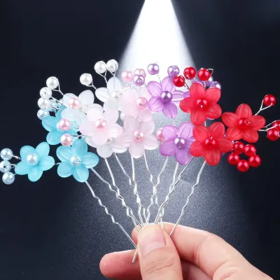 Crystal Pearl Flower Design Bun Hair Pin (2 pc)